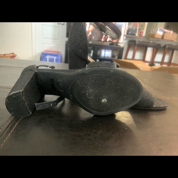 Black glitter heels worn once - Picture 2 of 4
